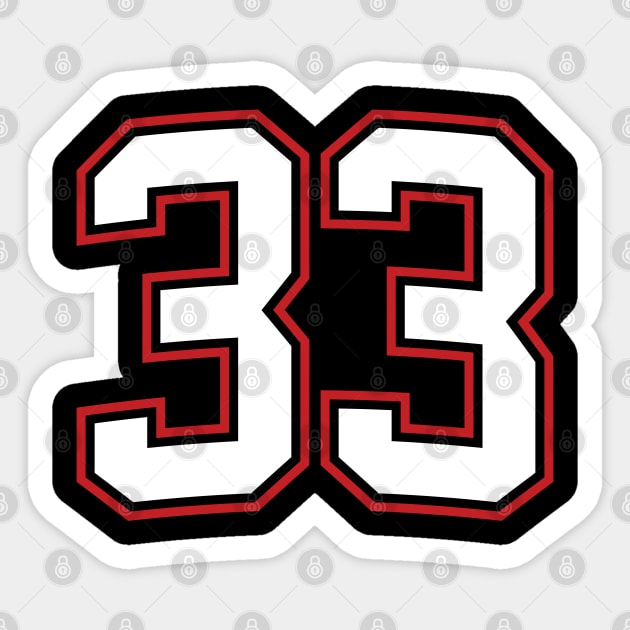 Number Thirty Three 33 Sticker by cowyark rubbark